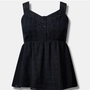 Torrid Baby Doll Cotton Window Pane Tank sz 2 NWOT